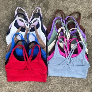 Women Sports Bra Sexy Criss Cross Straps Back High